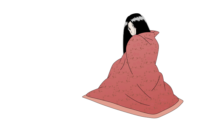 Kiri Komori wrapped in a blanket