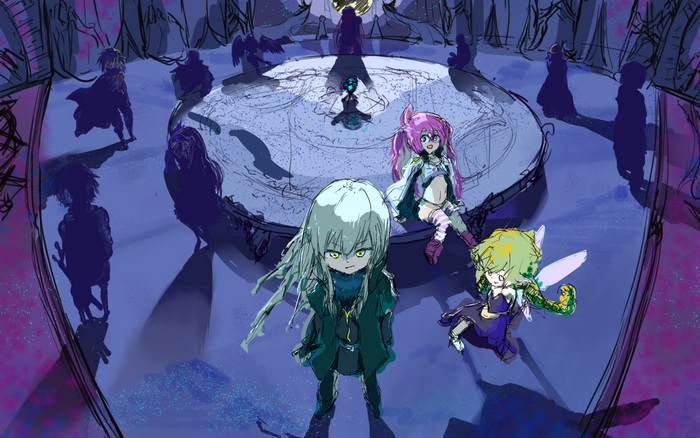 Milim Nava and companions in a circular room