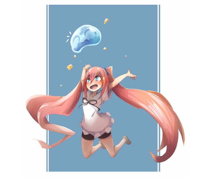 Milim Nava jumping with a slime