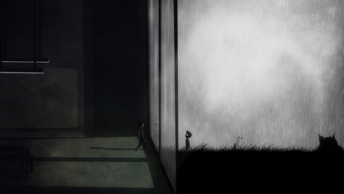 Limbo: Boy walks indoors and outdoors in rain