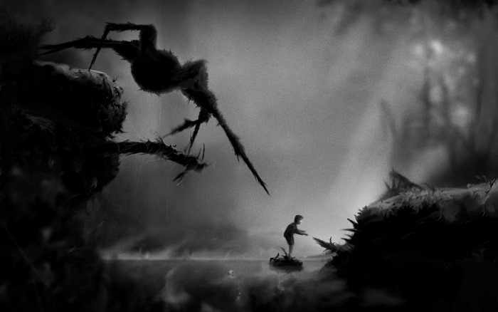 Boy and giant spider in Limbo