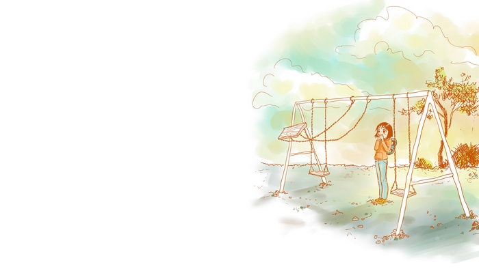 Nano Shinonome on a swing set