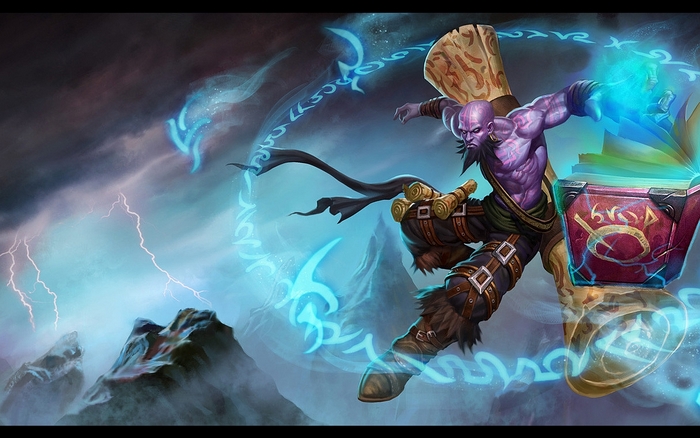 Ryze from League of Legends casting a spell