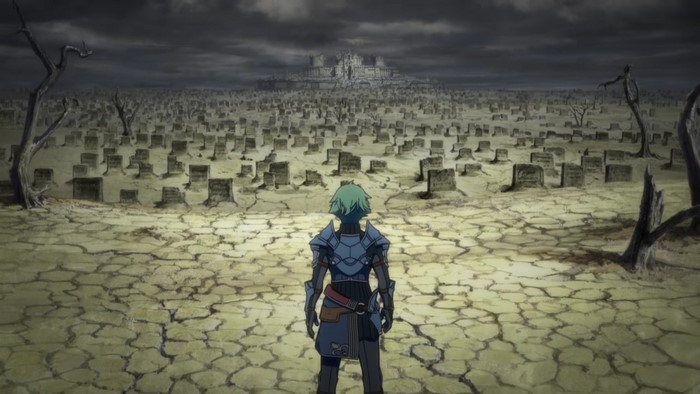 Alm from Fire Emblem in a graveyard
