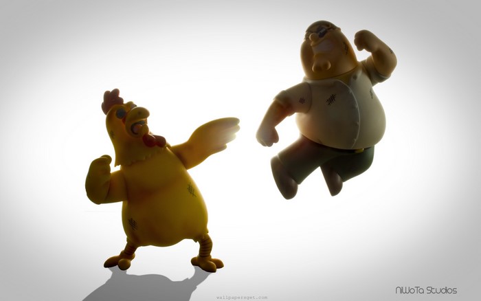 Peter Griffin fighting the Evil Monkey