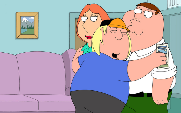 Peter Griffin and family taking a selfie