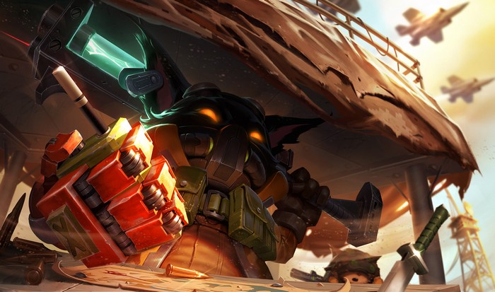 Veigar from League of Legends with a weapon