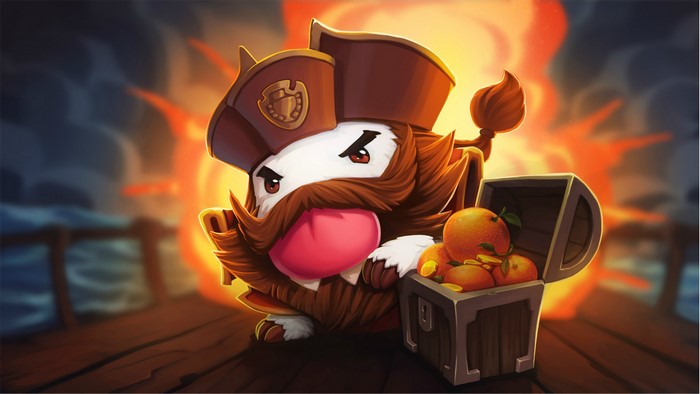 Gangplank from League of Legends with a treasure chest