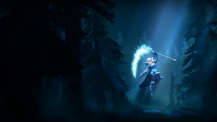 Crystal Maiden from DotA 2 in a forest
