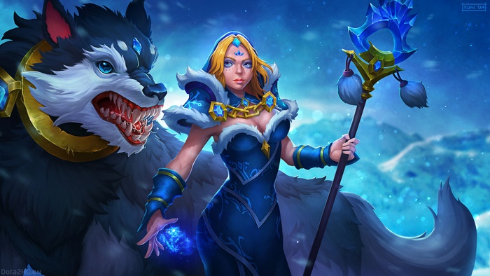 Crystal Maiden and wolf from DotA 2