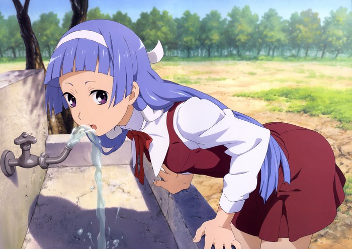 Nagi from Kannagi drinking water from a tap