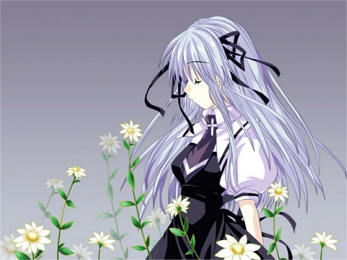 Nagi from Kannagi with white flowers