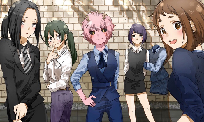 Girls in suits from My Hero Academia