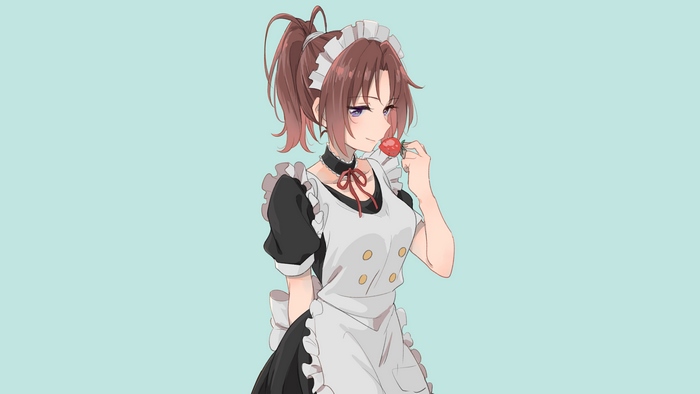 Natsuki Nakagawa in Maid Outfit Eating Strawberry