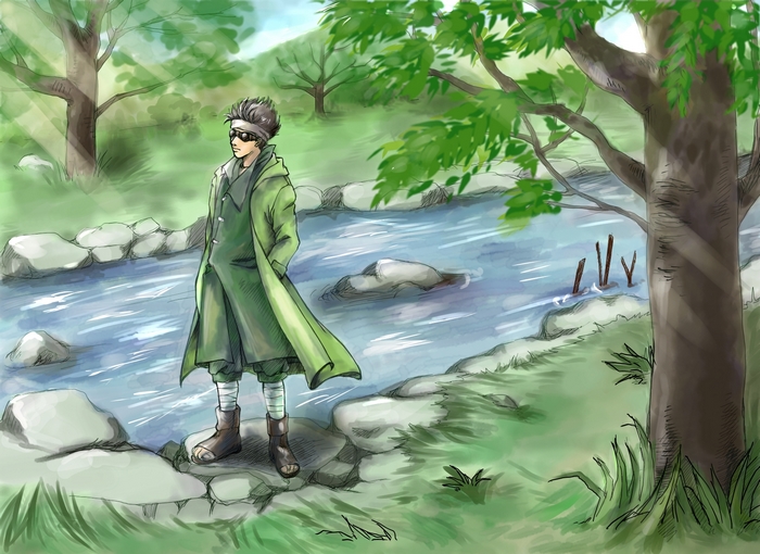Shino Aburame by a stream