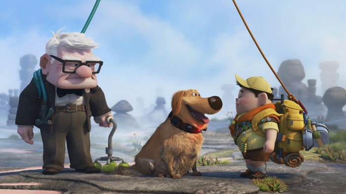 Carl Fredricksen, Dug, and Russell from Up