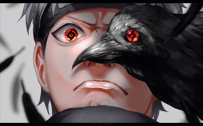 Shisui Uchiha from Naruto with a Crow
