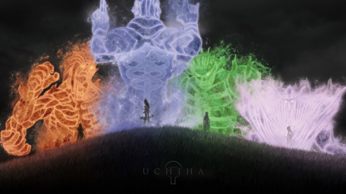 Four Uchiha Susanoo forms from Naruto