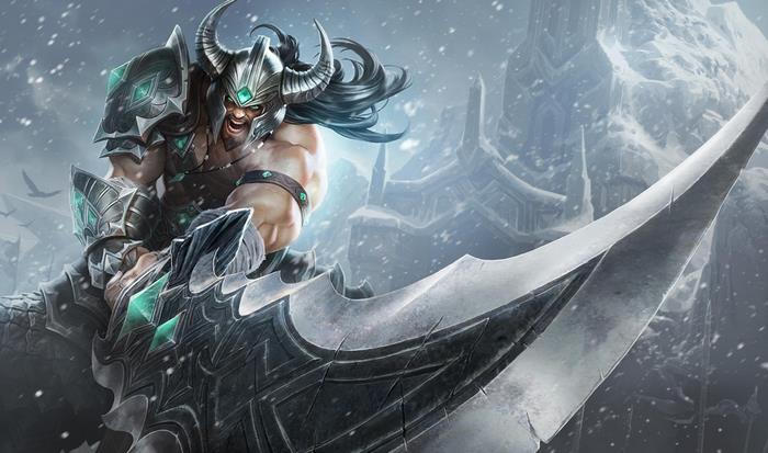Tryndamere from League of Legends in a snowy landscape