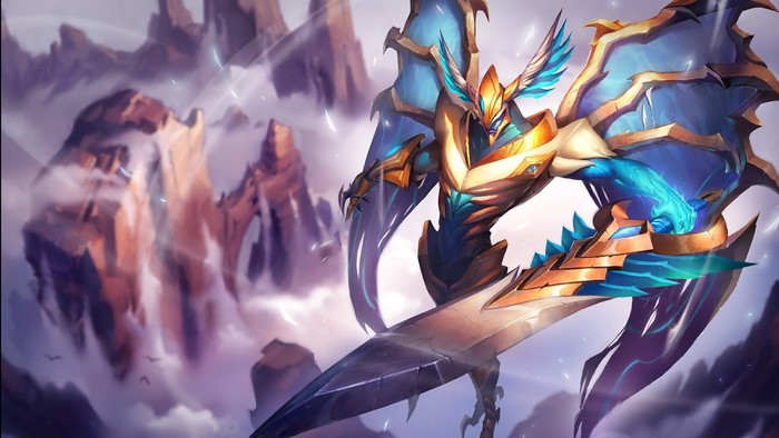 Aatrox from League of Legends in the sky