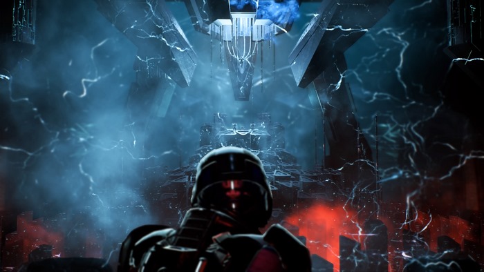 Scott Ryder in a futuristic chamber