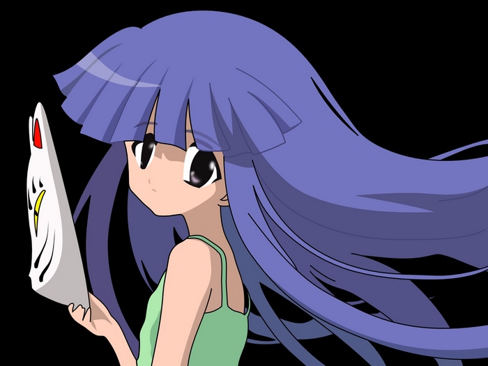 Furude Rika holding a mask