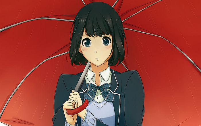 Misaki Takasaki with Red Umbrella