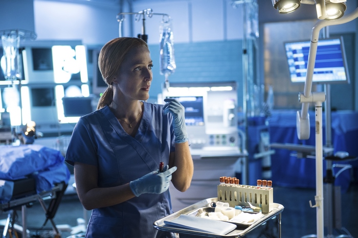 Dana Scully in a medical setting
