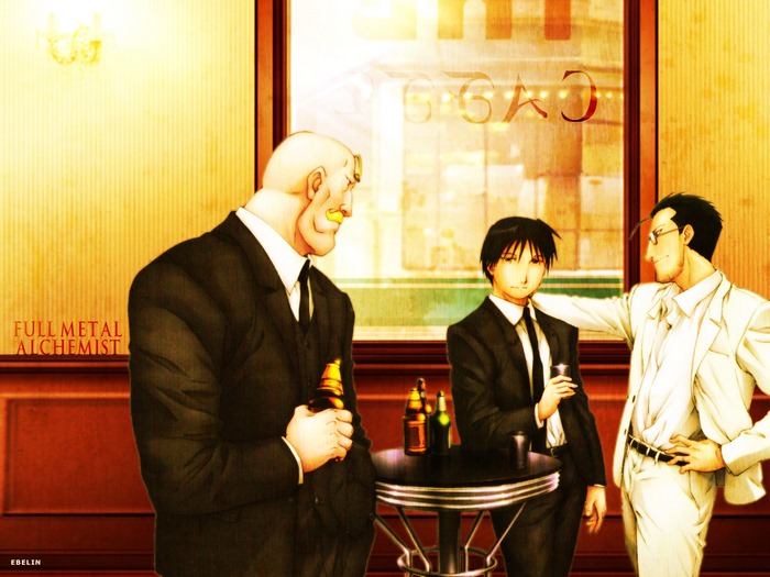 Full Metal Alchemist characters in a bar