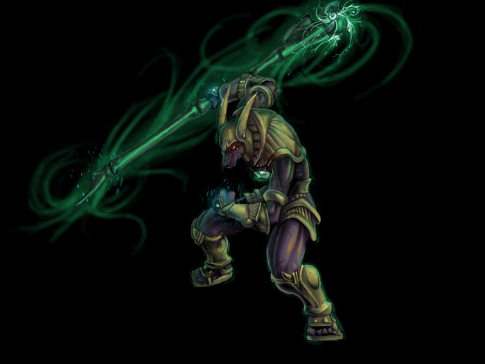 Nasus from League of Legends with green energy