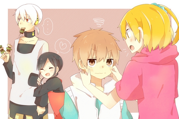Hibiya Amamiya and friends eating snacks