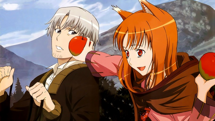 Holo and Kraft Lawrence with apples