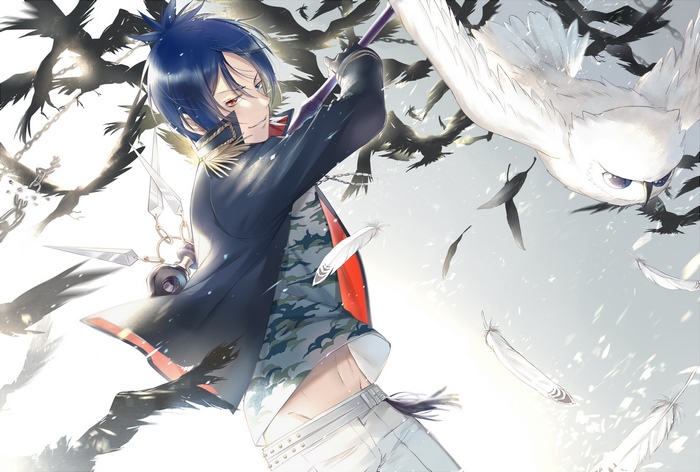 Mukuro Rokudo with birds and owl