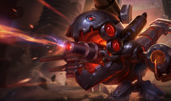 Kog'Maw from League of Legends firing a laser