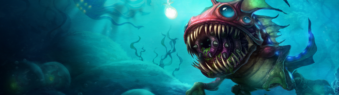 Kog'Maw from League of Legends underwater