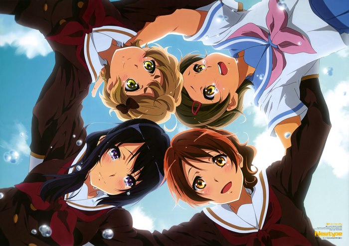 Four girls from Sound! Euphonium looking down