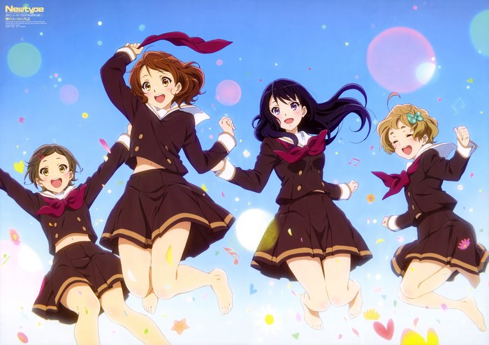 Four girls from Sound! Euphonium jumping