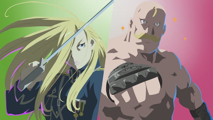Olivier Mira Armstrong and Alex Louis Armstrong from Fullmetal Alchemist