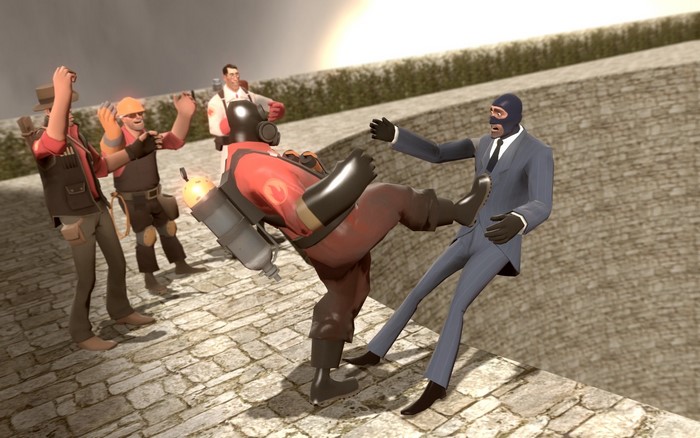Pyro and Spy from Team Fortress 2