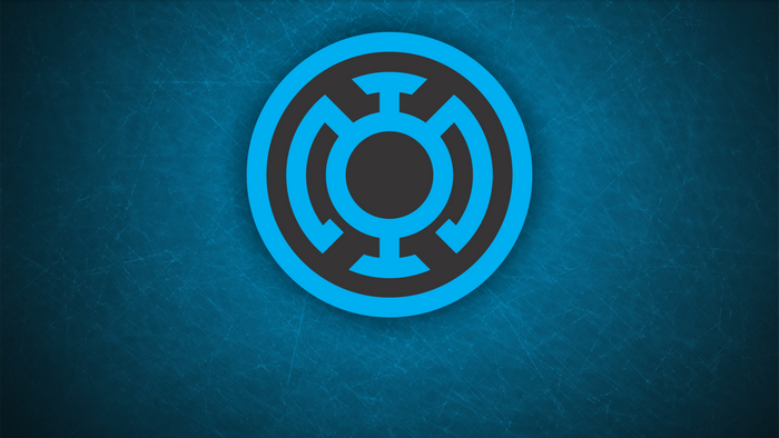 Blue Lantern symbol on a textured blue background