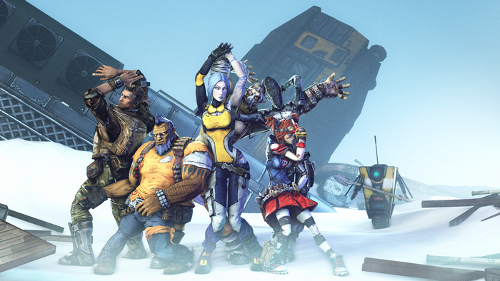 Borderlands characters in a snowy landscape