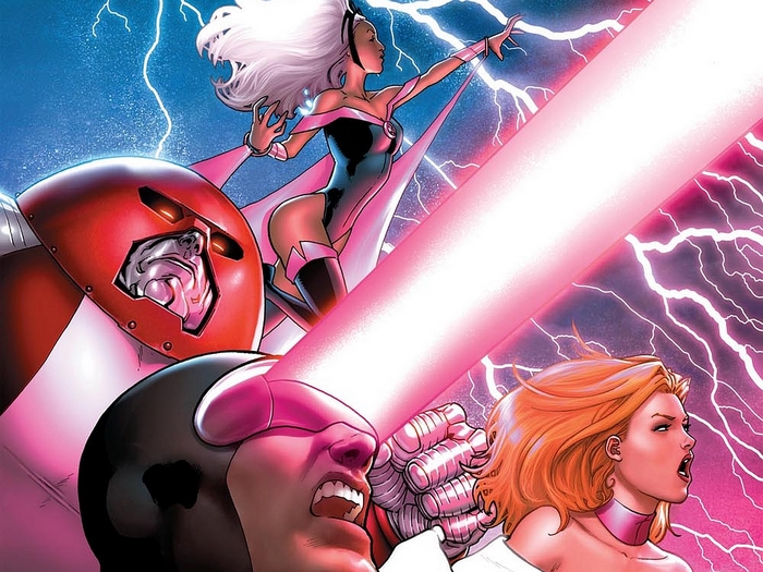 Juggernaut, Storm, Cyclops, and Emma Frost from Marvel Comics
