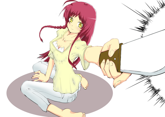 Emi Yusa holding a cleaver
