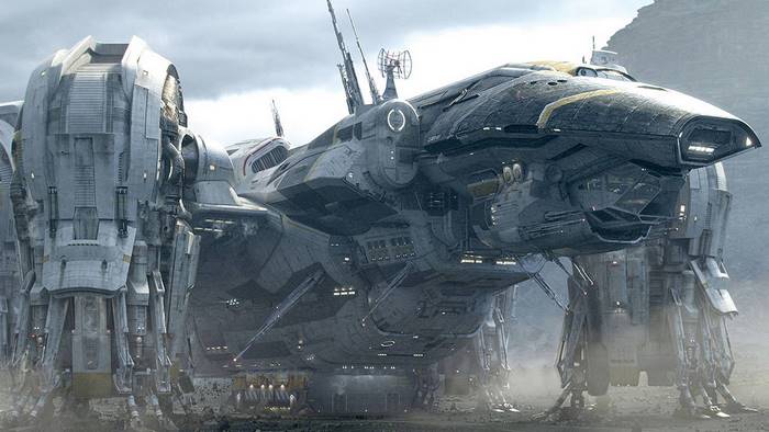 Prometheus spaceship on a rocky planet