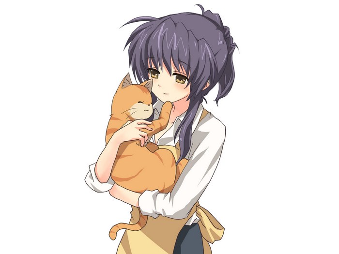 Misae Sagara holding a cat