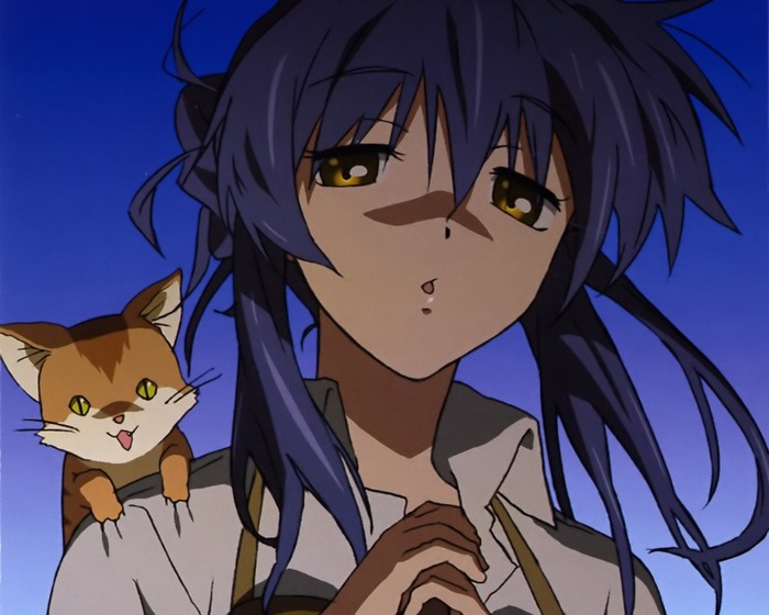 Misae Sagara with a cat