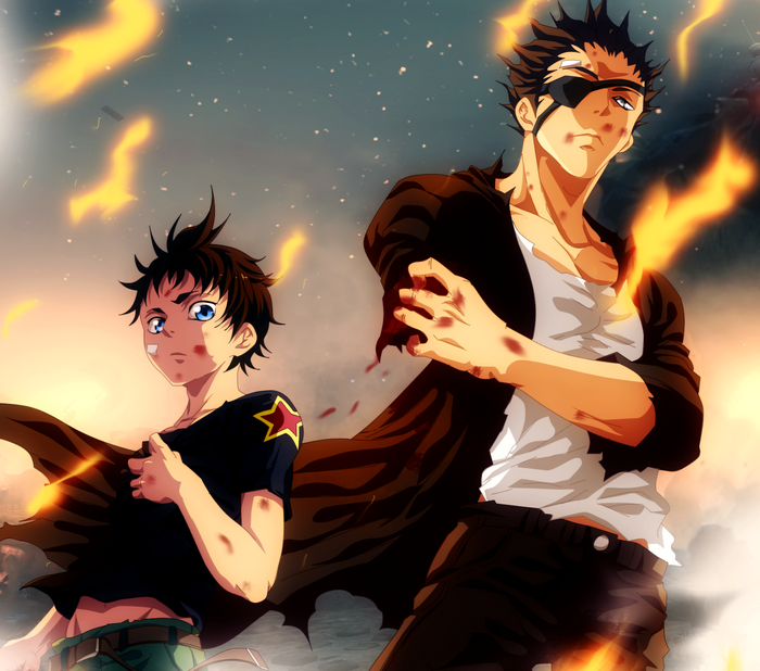 Ganta Igarashi and companion in battle