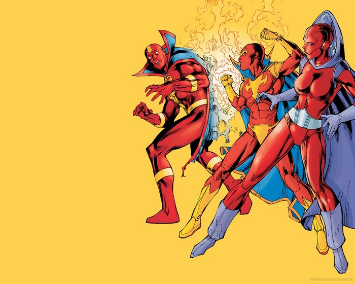 Red Tornado and allies in action