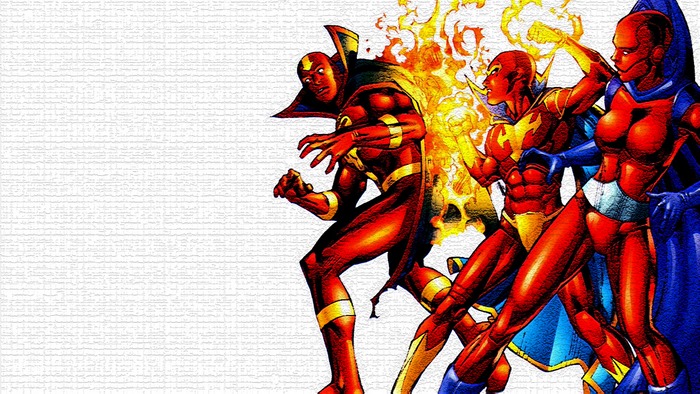 Red Tornado and allies from DC Comics