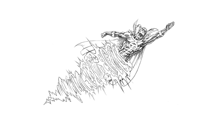 Red Tornado flying with energy trail